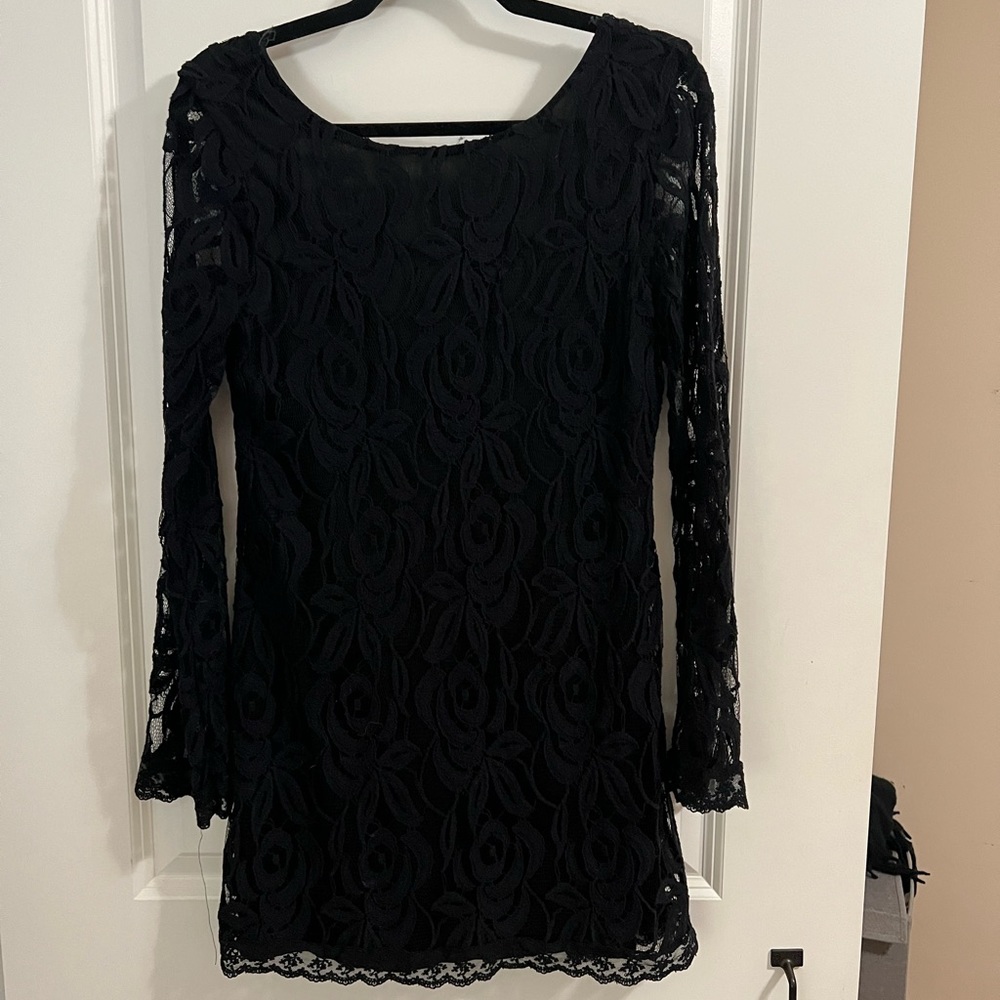 Black Long Sleeve Lace Dress - NYE, Nee Years, Wedding, little black dress - Picture 2 of 8
